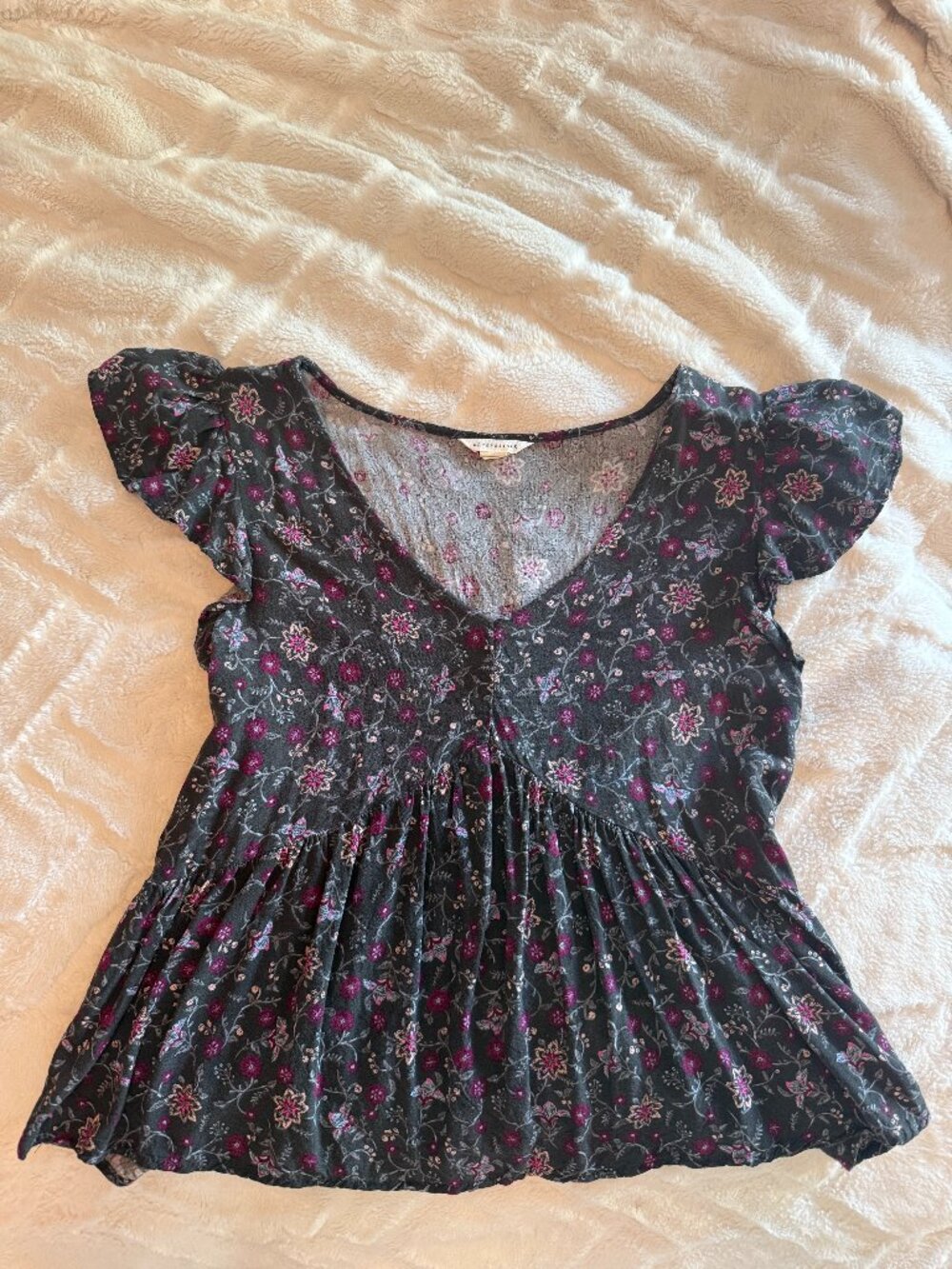 Aeropostale Floral Babydoll Top Size Small Soft Peplum Cottagecore